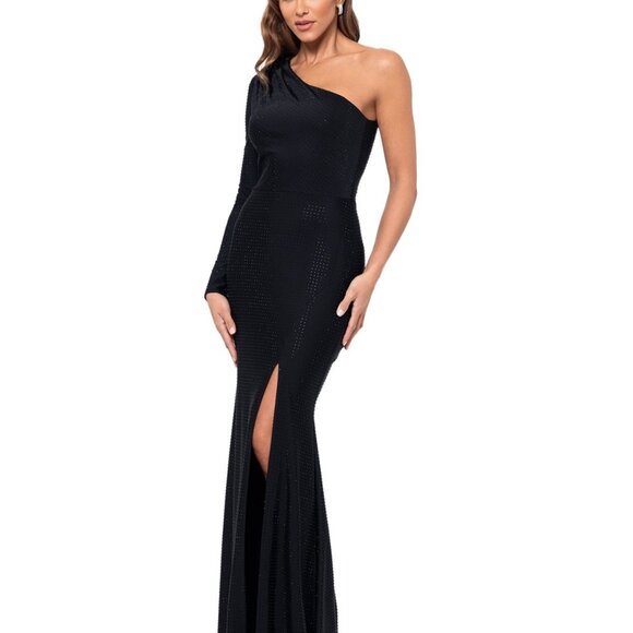 Xscape Women’s Embellished One-Shoulder Jersey Gown – Black (NWT, Size 12) - Picture 4 of 4